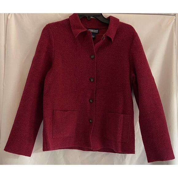 Lands End Wool Red Cardigan Sweater Button Down Coat Women's Size 6 EUC - Picture 2 of 7